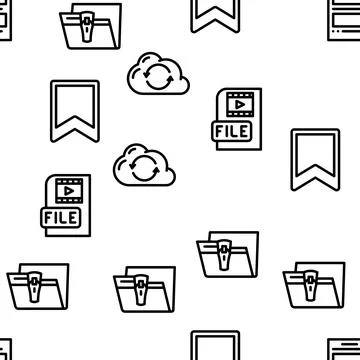 File Computer Digital Document Vector Seamless Pattern Stock Illustration