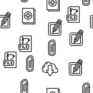 File Computer Digital Document Vector Seamless Pattern Stock Illustration