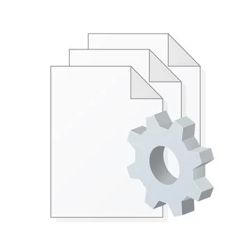 File computer document with gear icon Settings icon or instruction Illustrazione stock