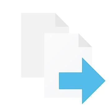 File computer document icon with copy or move arrow isolated on white backg.. Illustrazione stock