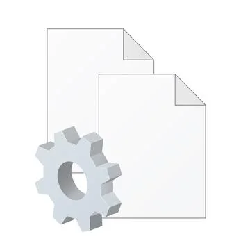 File computer document icon with gear icon Settings icon or instruction Illustrazione stock