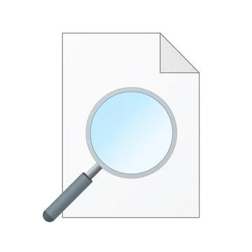 File computer document with search magnifier icon isolated on white backgroun Stock Illustration