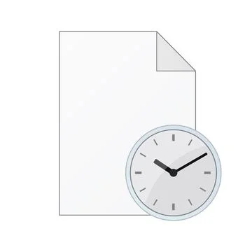 File computer document with watch icon isolated on white background Stock Illustration