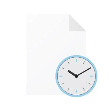 File computer document with watch icon isolated on white background Stock Illustration