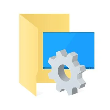 File computer folder and desktop with gear icon Settings icon or instruction Illustrazione stock