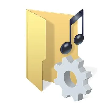 File computer folder and music note with gear icon Settings icon or instructi 스톡 일러스트