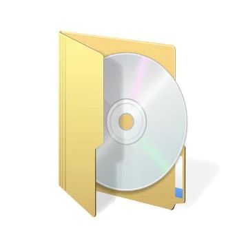 File computer folder with compact disk icon isolated on white background Stock Illustration
