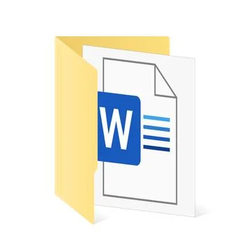 File computer folder with DOC file icon isolated on white background 스톡 일러스트