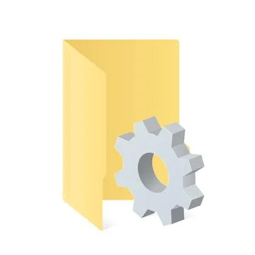 File computer folder with gear icon Settings icon or instruction Stock Illustration