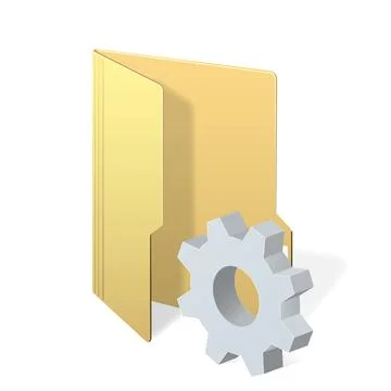 File computer folder icon with gear icon Settings icon or instruction Stock Illustration