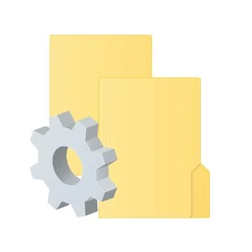 File computer folder icon with gear icon Settings icon or instruction 스톡 일러스트