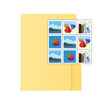 File computer folder with pictures icon isolated on white background Stock Illustration