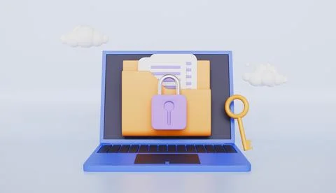 File in computer secure information transfer, Yellow folder with files Illustrazione stock