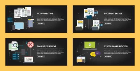 File connection, document backup, sharing equipment and system communication. Stock Illustration