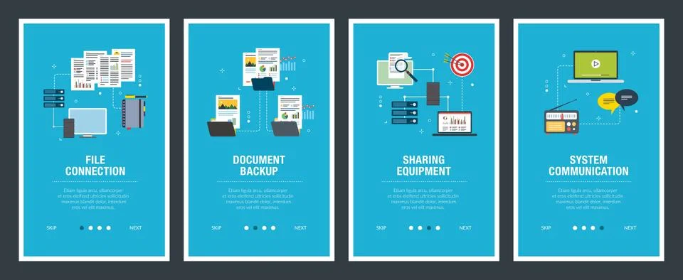 File connection, document backup, sharing equipment and system communication. Stock Illustration