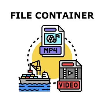 File container concept showing digital data transfer Stockillustratie