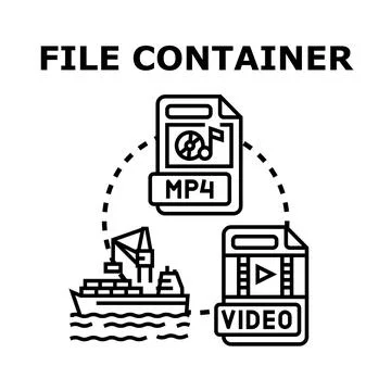 File container concept showing digital data transfer 스톡 일러스트