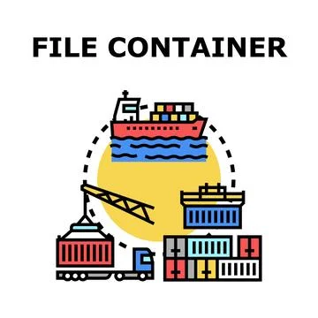 File container digitalization concept transferring data documents Stock Illustration
