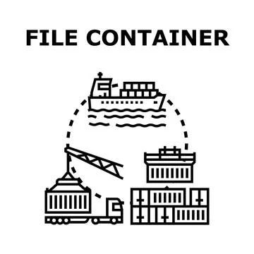 File container digitalization concept transferring data documents Stock Illustration