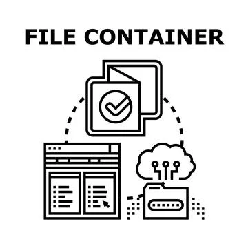 File container holding digital information data security 库存插图