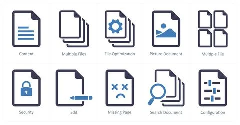 File as content, multiple files, file optimization Illustrazione stock