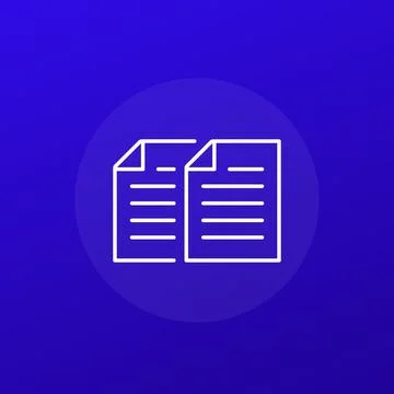 File copies icon, duplicate of document line design Stock Illustration