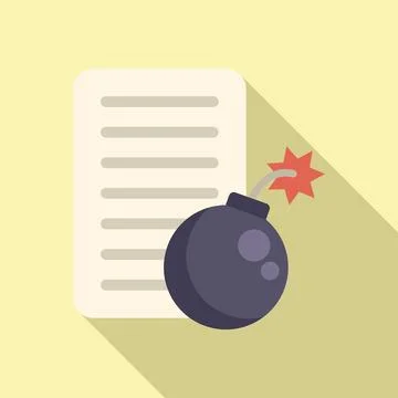 File data bomb icon flat vector. Hacker error Stock Illustration