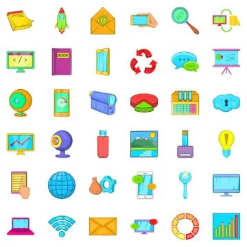 File database icons set, cartoon style 스톡 일러스트