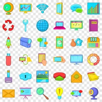 File database icons set, cartoon style 스톡 일러스트