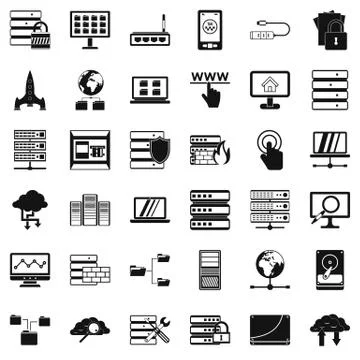 File database icons set, simple style 스톡 일러스트