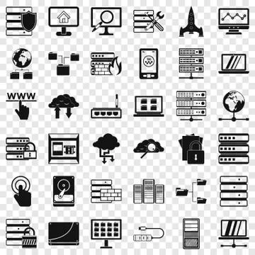 File database icons set, simple style 스톡 일러스트