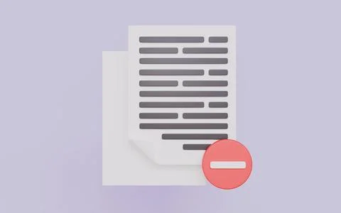File delete or restriction of access, Paper document with red prohibition Stock Illustration