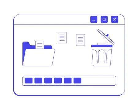 File delete process neo brutalism line popup window Stock Illustration