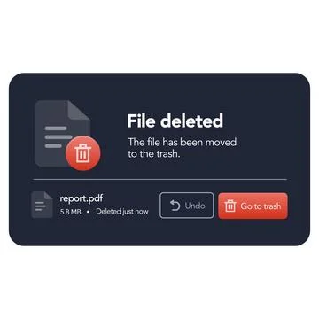 File deleted notification UI with undo option vector illustration Stock Illustration