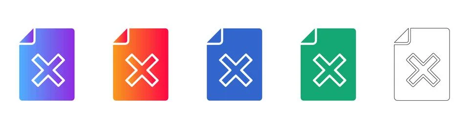 File Deletion and Error Document Icons Stockillustratie