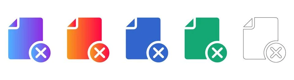 File Deletion Document Remove Icons Stock Illustration