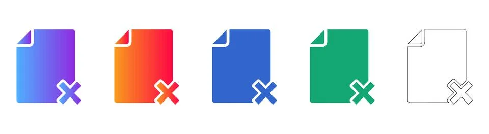File Deletion Error Icon Set Stock Illustration