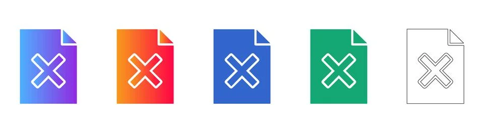 File Deletion Error Sign Set 스톡 일러스트