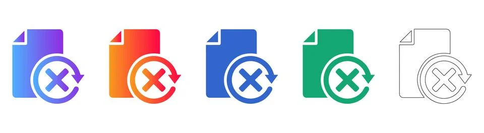 File Deletion Gradient Icons イラスト素材