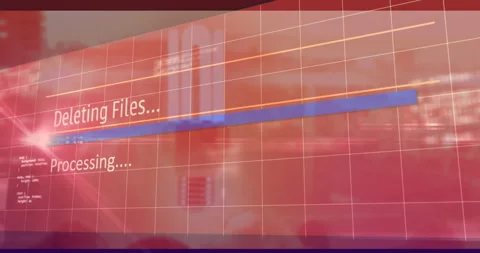 File deletion interface showing deleting files progress, displaying blue Stock Footage 307454134
