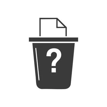 File Deletion Question Icon. A garbage bin featuring a query mark signifies.. Stock Illustration
