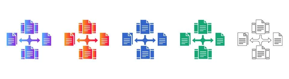 File Distribution Icons for Data and Network Management 스톡 일러스트