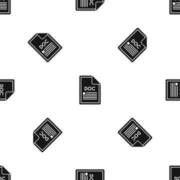 File DOC pattern seamless black 스톡 일러스트