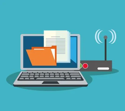 File document and laptop design Stockillustratie