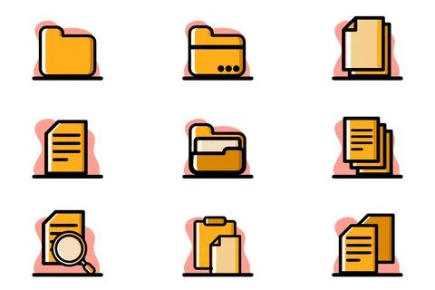 File Document Conceptual Vector Illustration Icon Design Set Stock Illustration