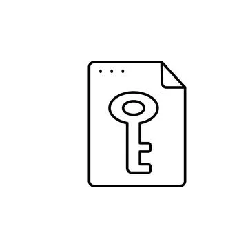 File, document, key icon. Simple line, outline vector of icons for ui and ux 库存插图