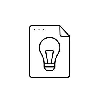 File, document, light bulb icon. Simple line, outline vector of icons for ui and Ilustración de archivo