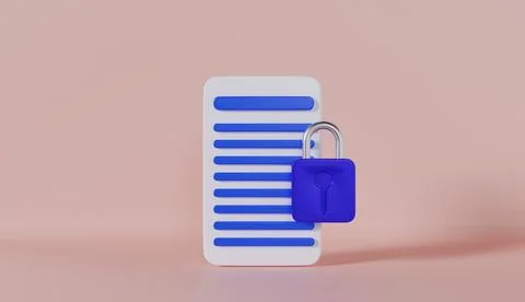 File Document Lock Security on pink background 스톡 사진