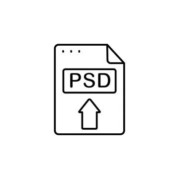 File, document, PSD icon. Simple line, outline vector of icons for ui and ux 库存插图