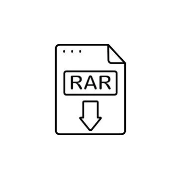 File, document, RAR icon. Simple line, outline vector of icons for ui and ux 库存插图